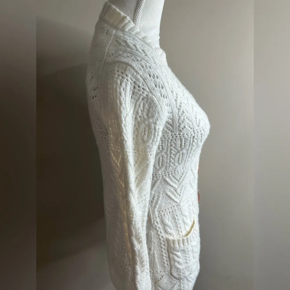 Vintage Gap wool blend open cable knit v neck cardigan medium - Image 8