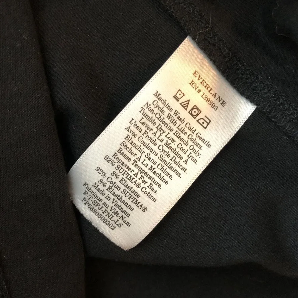 Everlane Womens The Supima Form Funnel Neck Tee Top Long Sleeve Black XXS - Image 7