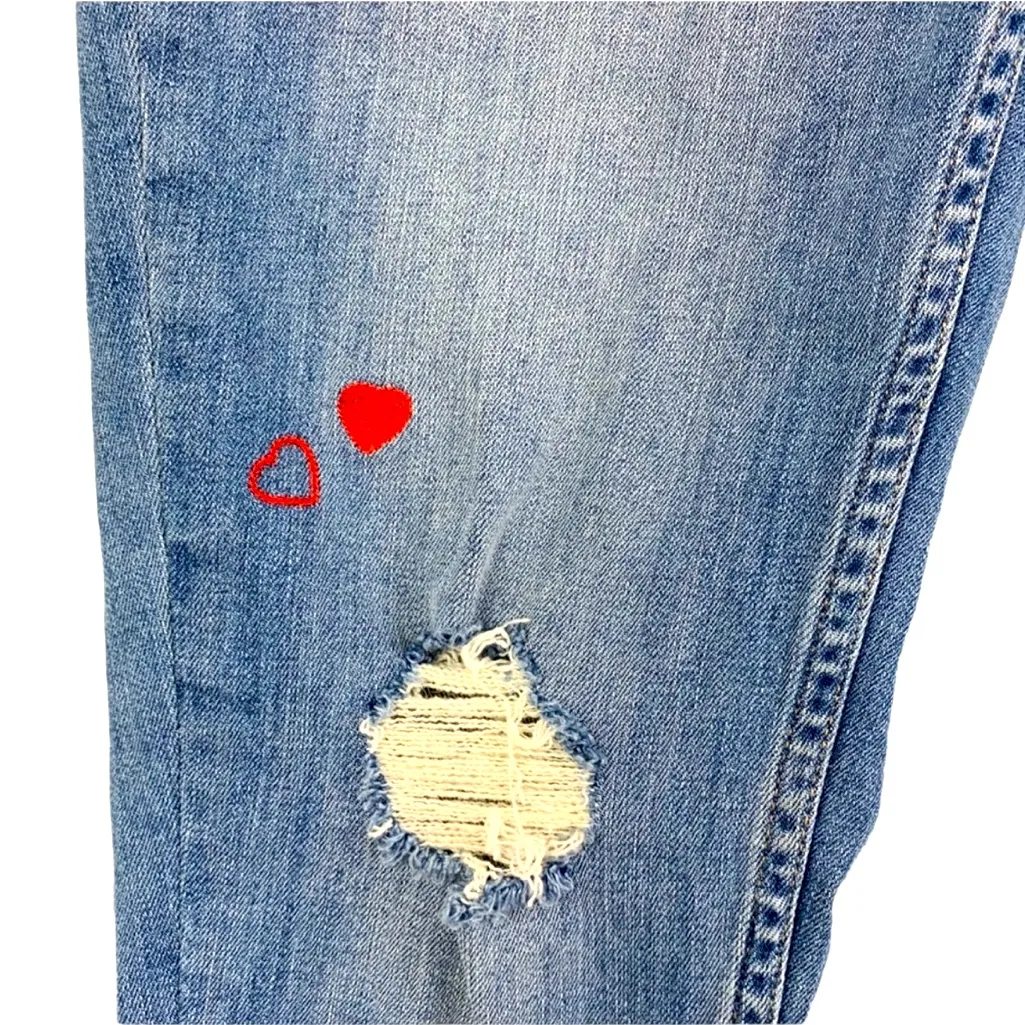 Levi’s 353 Super Skinny Distressed Metal Stars Embroidered Hearts Crop Jeans 32 - Image 6