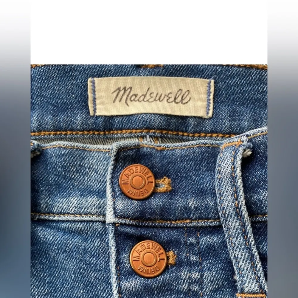 Madewell 10” High Rise Button Front Raw Hem Skinny Jeans Cordova Wash - Image 8