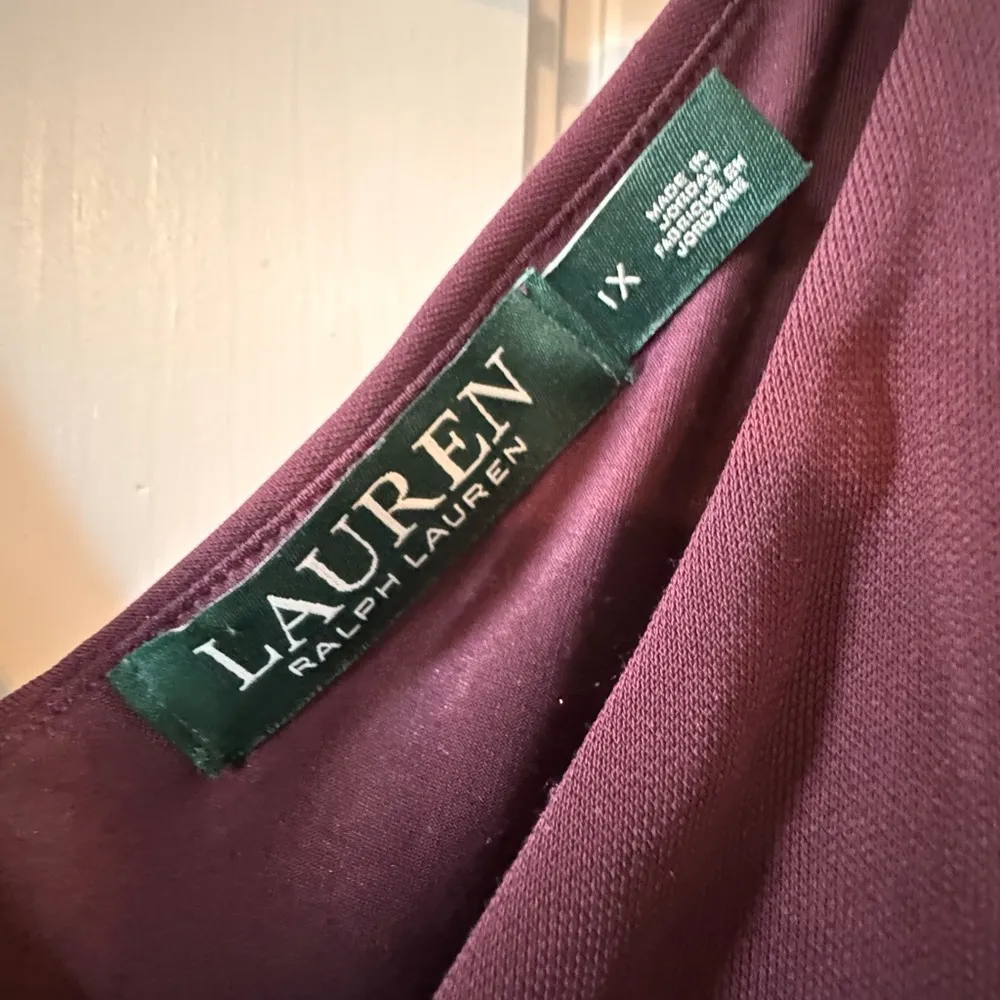 NWT Lauren Ralph Lauren Women’s Plus Size 1X Tank Dress Maroon Burgandy Pockets - Image 3