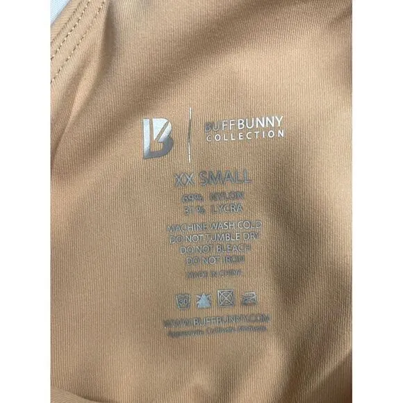 Buff Bunny Collection Nude‎ Sports Bra Adjustable Straps Workout Fitness XXS Tan - Image 3