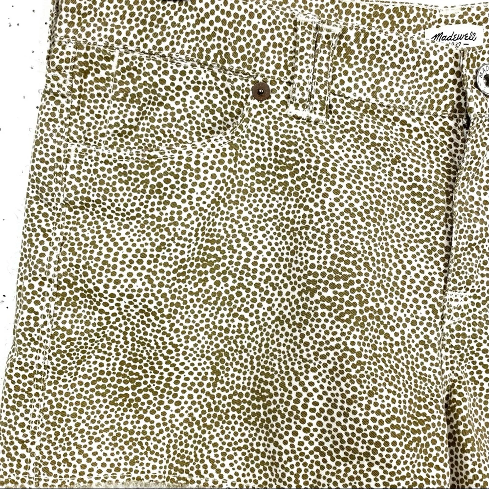 Madewell Womens Denim Cut Off Safari Dot Shorts Raw Hem 5 Pocket Style Size 28 - Image 7