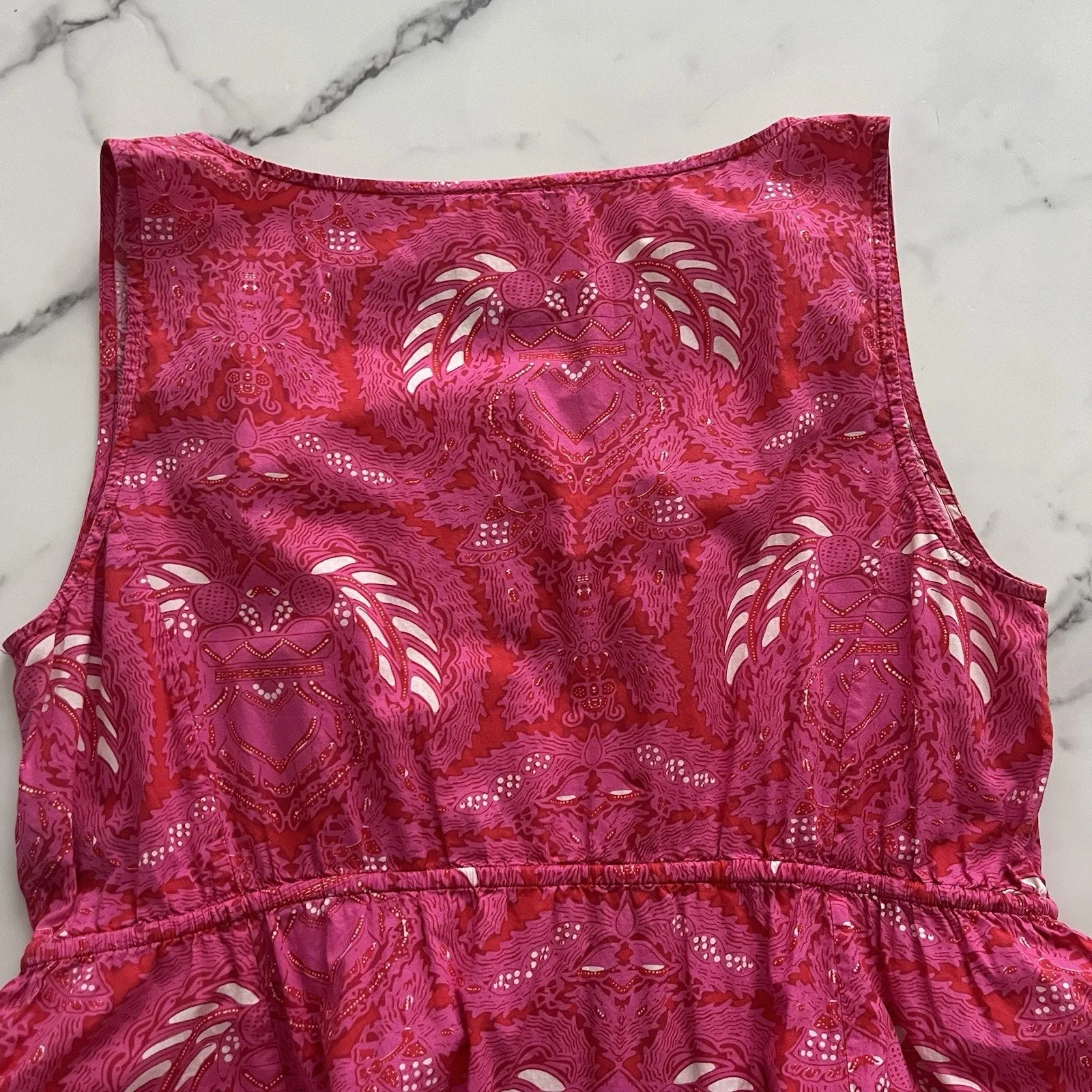 FIGUE Indira Tiered Maxi Dress Size L Pink Cotton Cinch Waist Coastal Boho Chic - Image 8