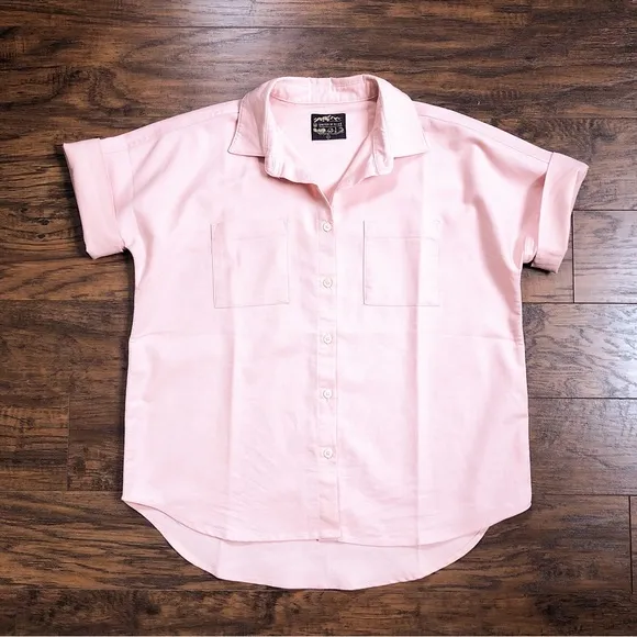 United by Blue • Button Down Shirt blush pink cuff sleeve organic cotton recycle - Image 1