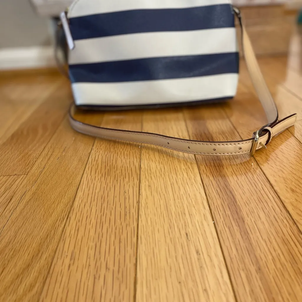Kate Spade Blue and White Striped Crossbody - Image 3