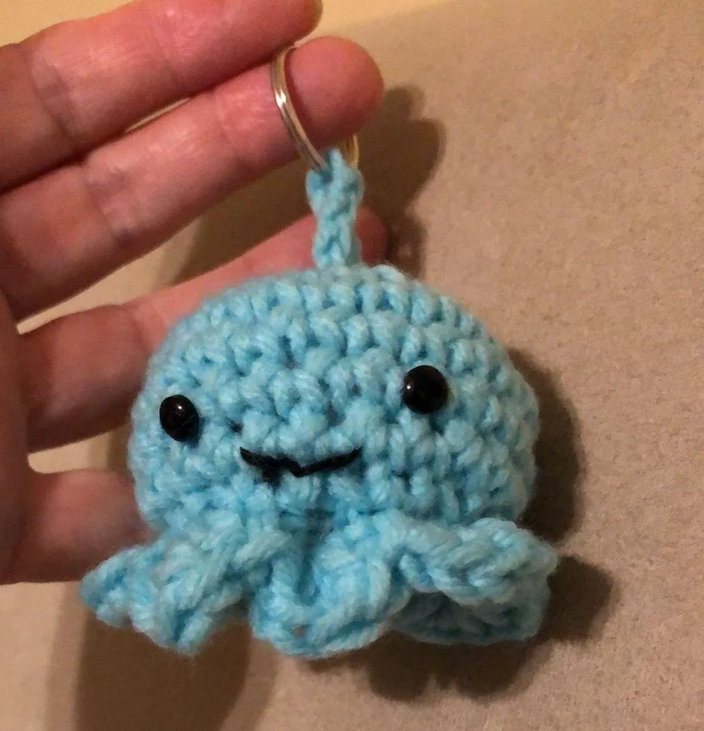 Crochet Baby Octopus 🐙 Keychain Blue - Image 6