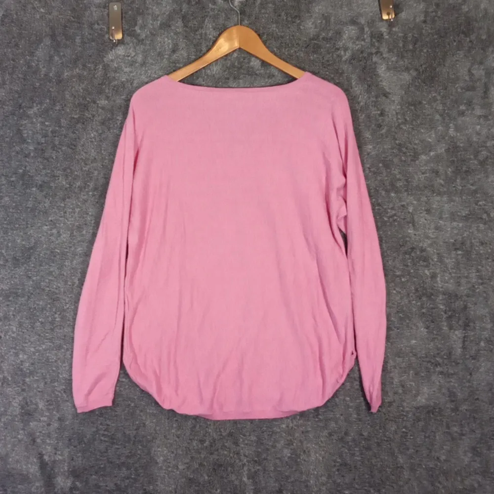 Polo Ralph Lauren High Low V Neck Sweater Womens Pink Cotton Blend Sz M - Image 4