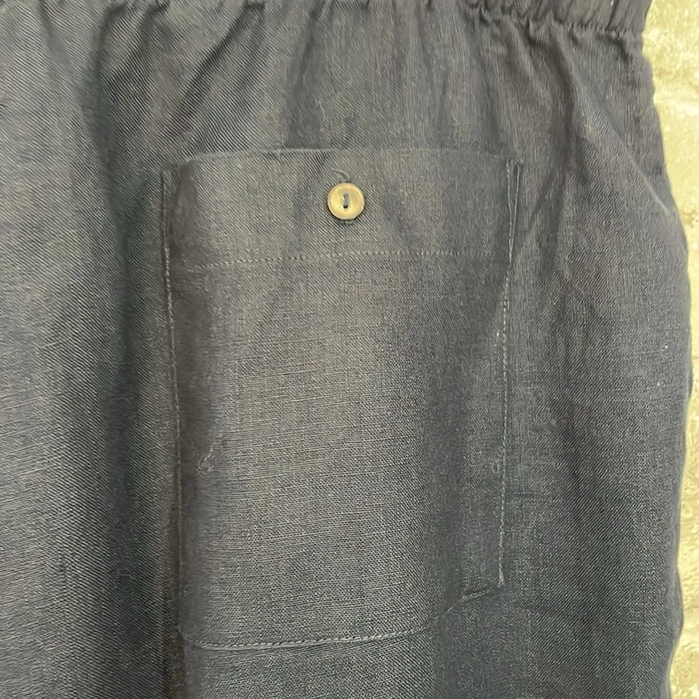 Chadwick Navy Linen Cropped Pants - Image 4