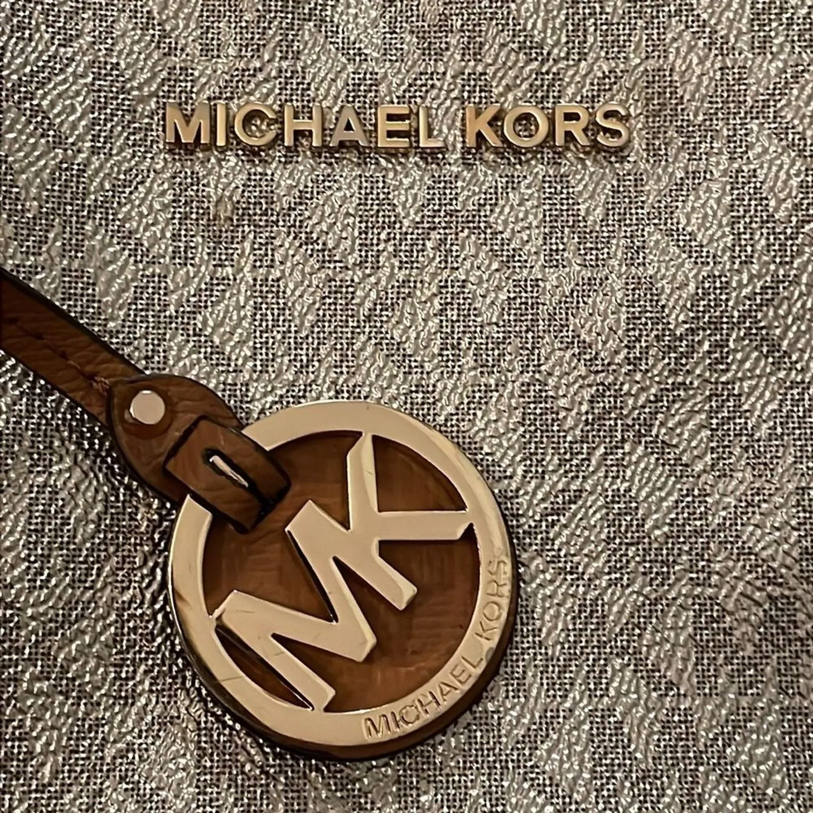 Michael Kors Metallic Gold Signature Monogram Jet Set Travel Tote Bag - Image 14