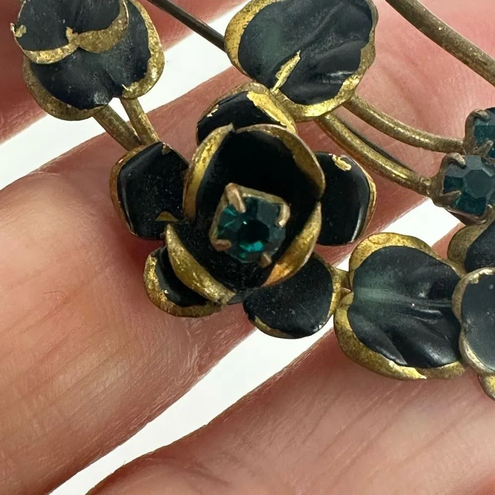 vintage Austrian floral enamel brooch - Image 7