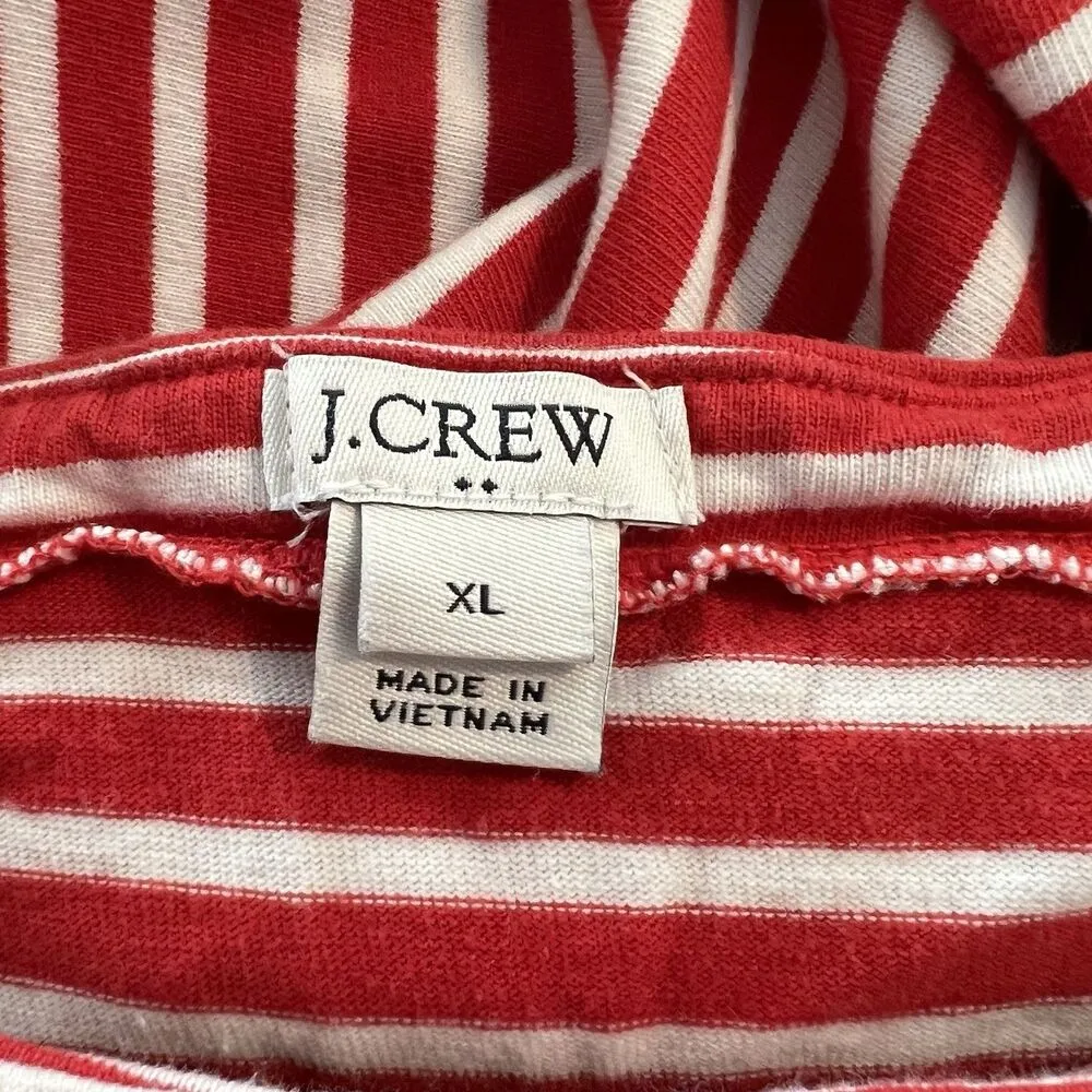 J Crew Dress Xl Striped Poplin Trimmed Dress Orange - Image 3