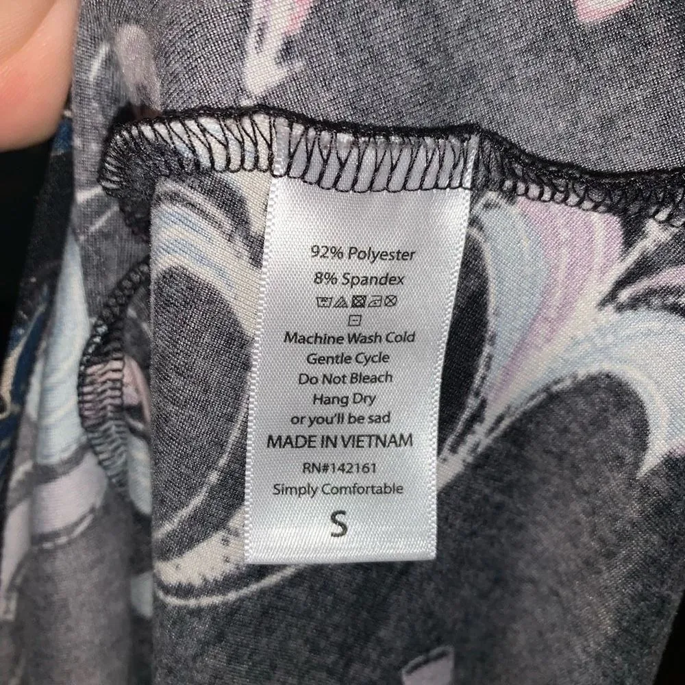 Lularoe red & blue floral leggings soft travelcore S high low dress - Image 3