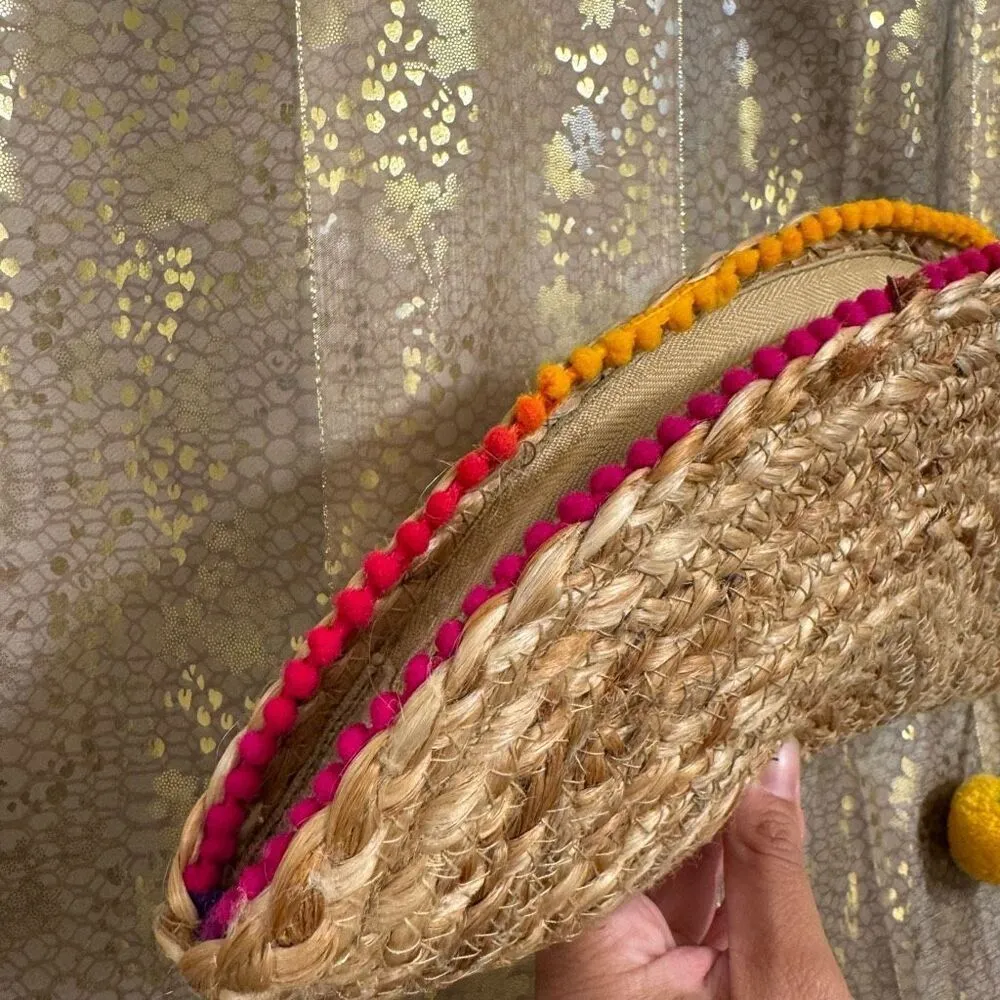 Circus By Sam Edelman Natural Jute Boho Rainbow Taco Zip Purse Clutch - Image 3