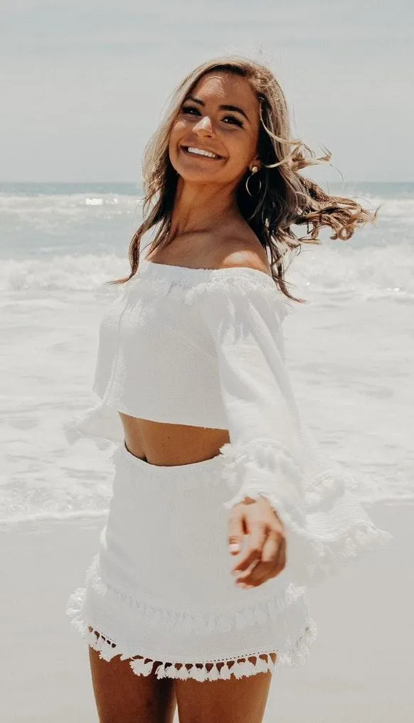 Boutique White Tassel Two Piece Set - Image 5