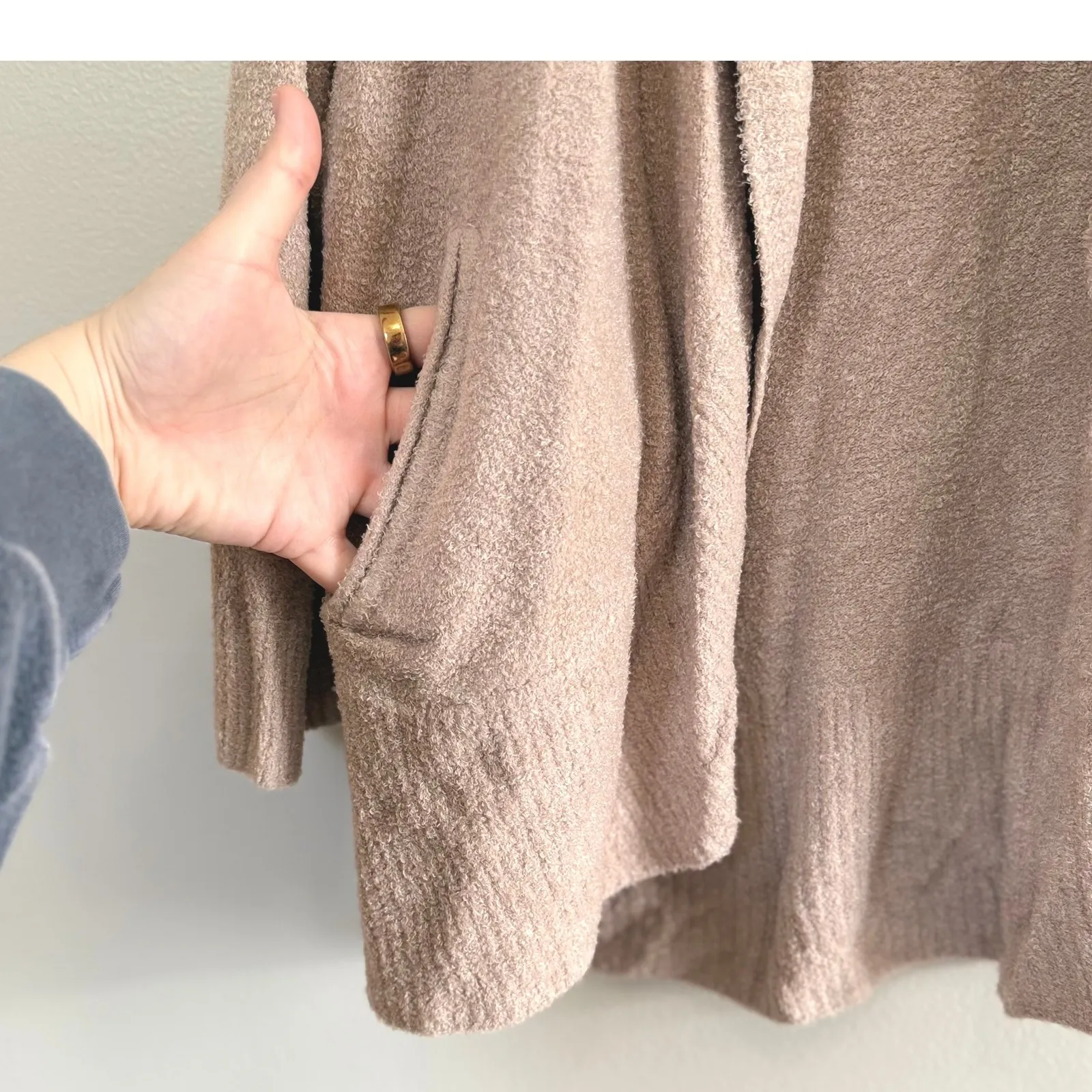 Barefoot Dreams CozyChic Lite Circle Cardi Women's 2XL Taupe Sweater Lounge - Image 5