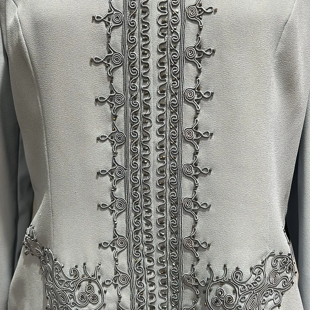 DONNA MORGAN Blue 2pc Maxi Cocktail Suit/Wedding Embellished Size 8 - Image 3