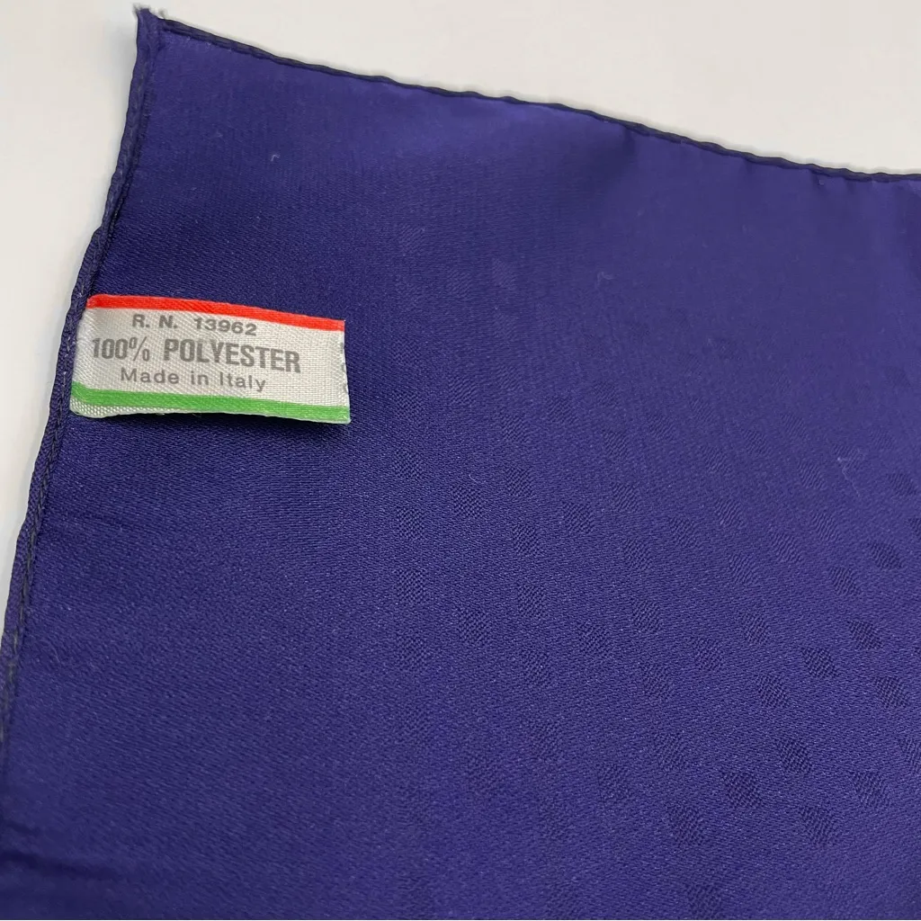 Vintage Square Scarf Blue Subtle Pattern‎ Blocks Polyester Made in Italy Simple - Image 4