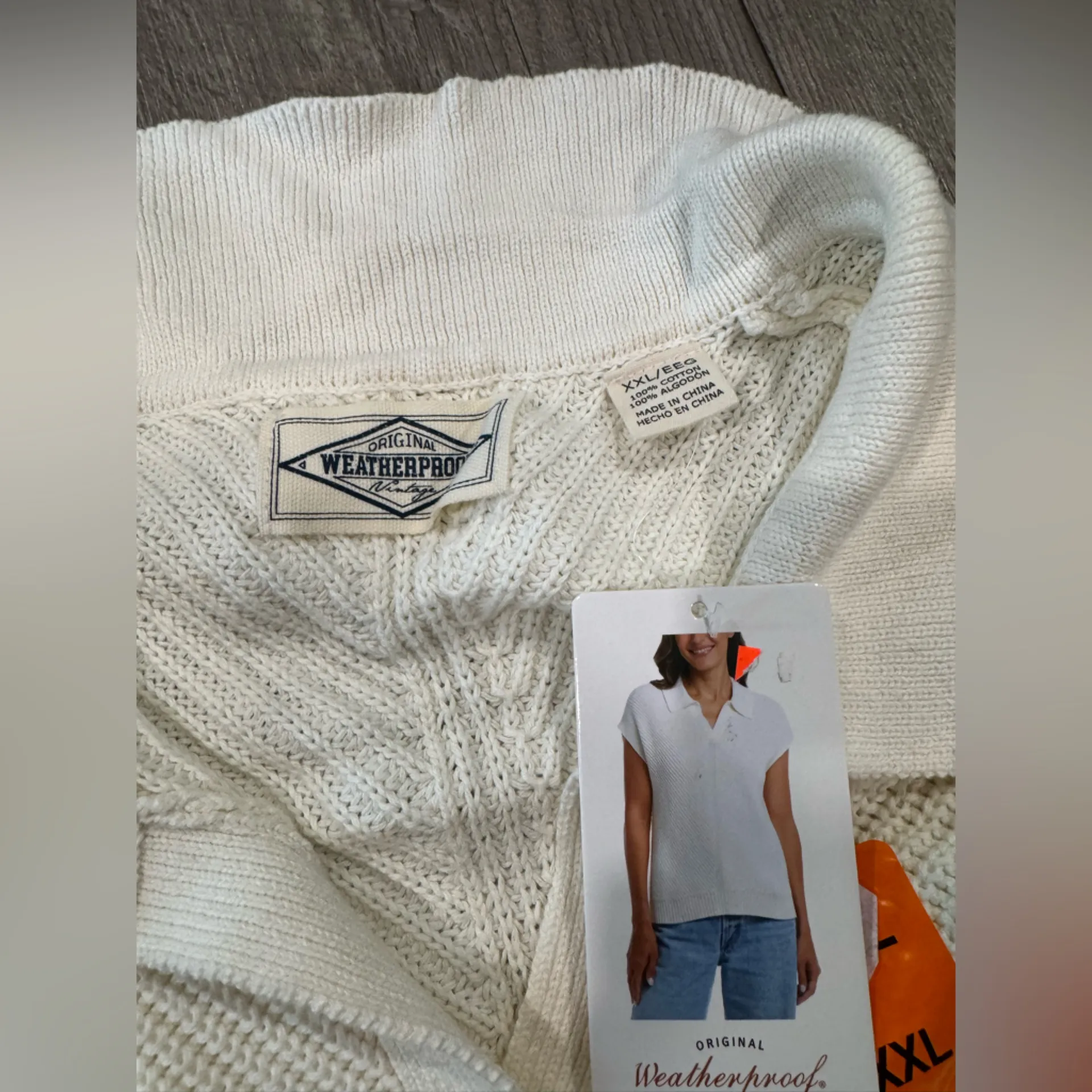 Weatherproof Vintage Cream Knit sleeves Sweater XXL - Image 10