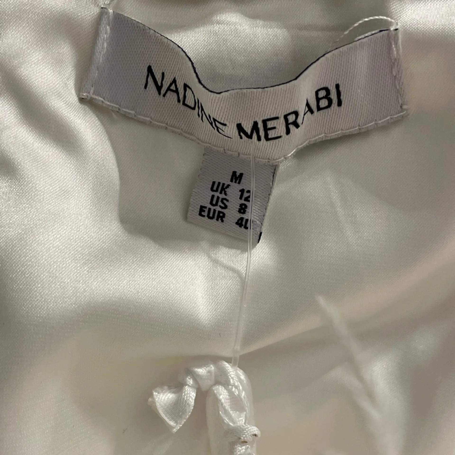 NADINE MERABI Colette White Feather Jumpsuit Size 8 - Image 8