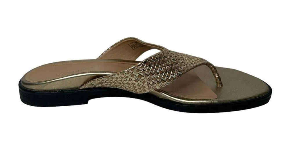 NEW Vionic Agave Womens Gold Leather Comfort Toe Post Thong Flip Flop Sandals 8W - Image 2