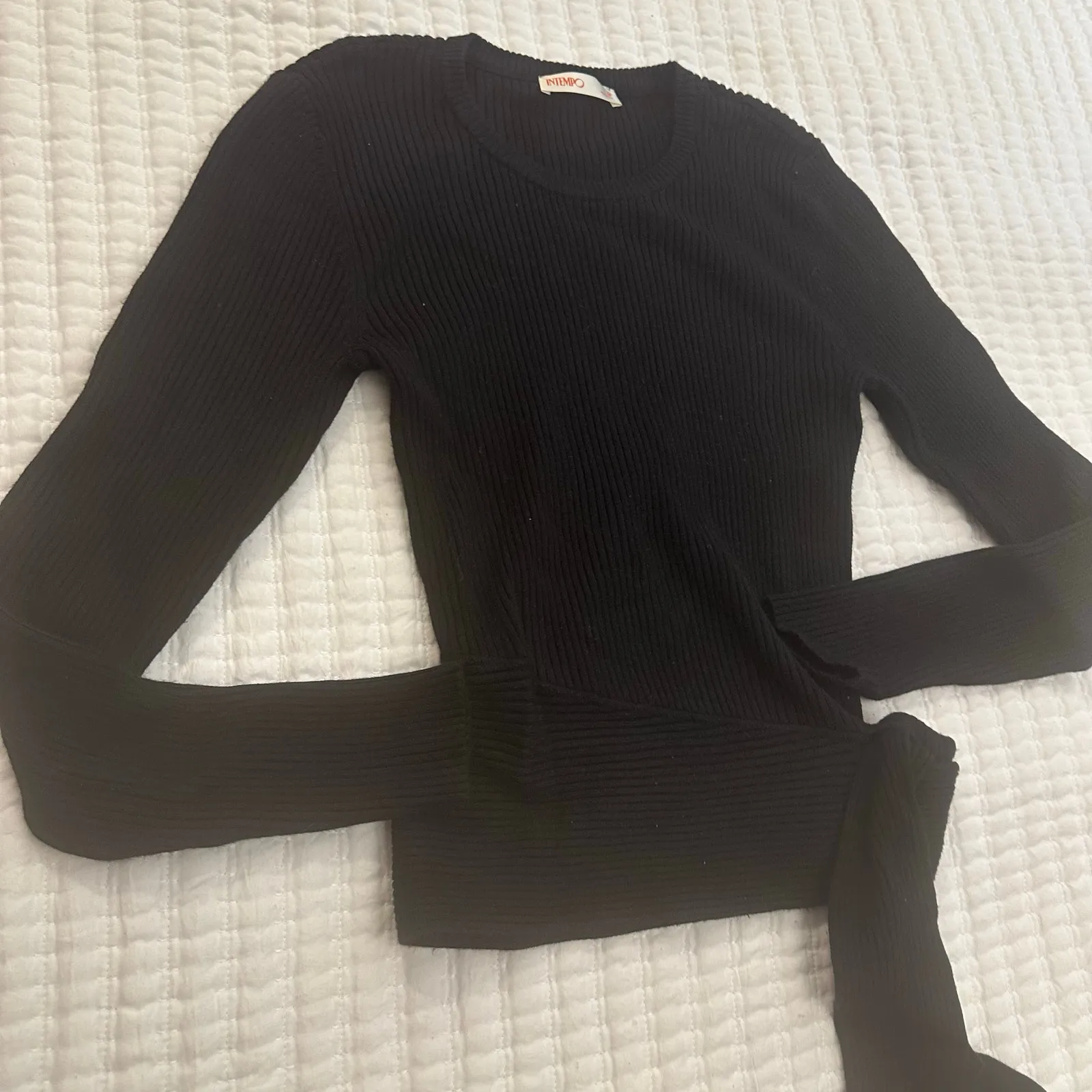 Intempo Black Knit Sweater side tie sz M Size M - Image 6