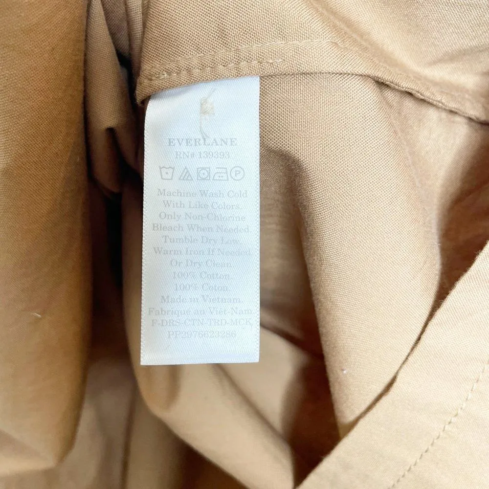 Everlane The Tiered Midi Dress Cotton Mock Neck Short Sleeve Tan XS - Image 8