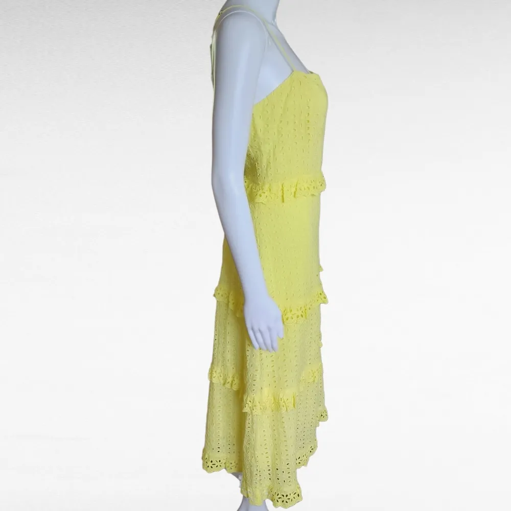 Lush Yellow Eyelet Rnglish Lace Ruffle Cami Dress Size Large - Image 4