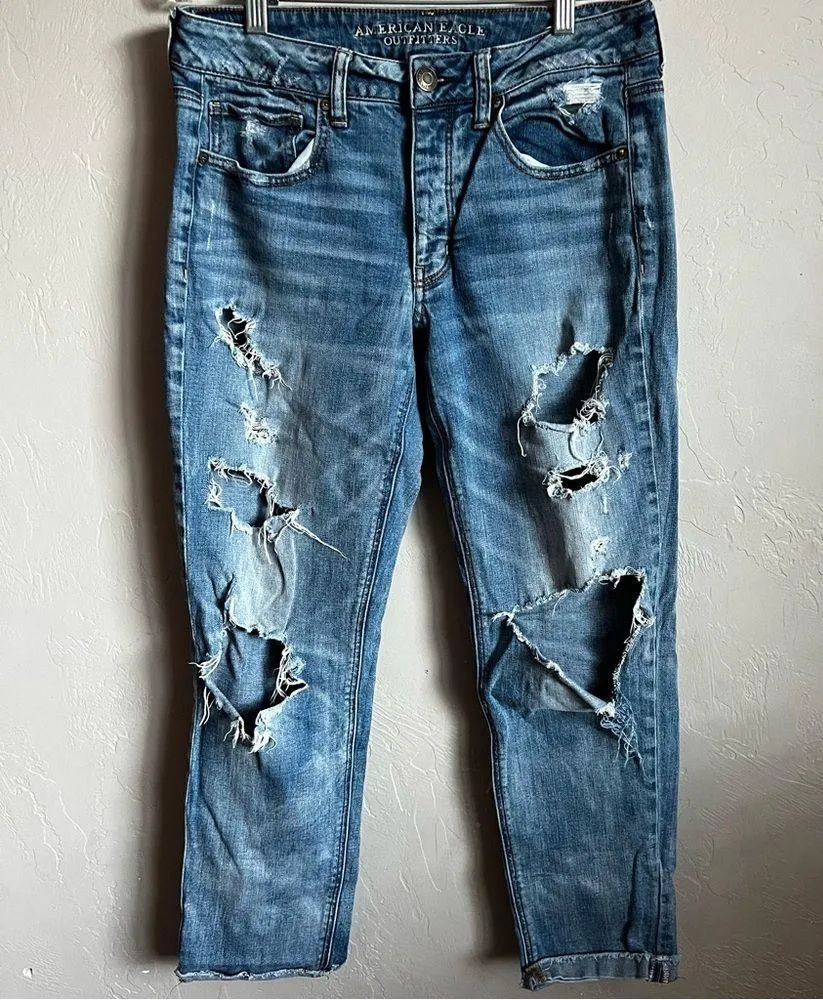 AEO Tomgirl Heavily Distressed Denim Jeans - Image 2