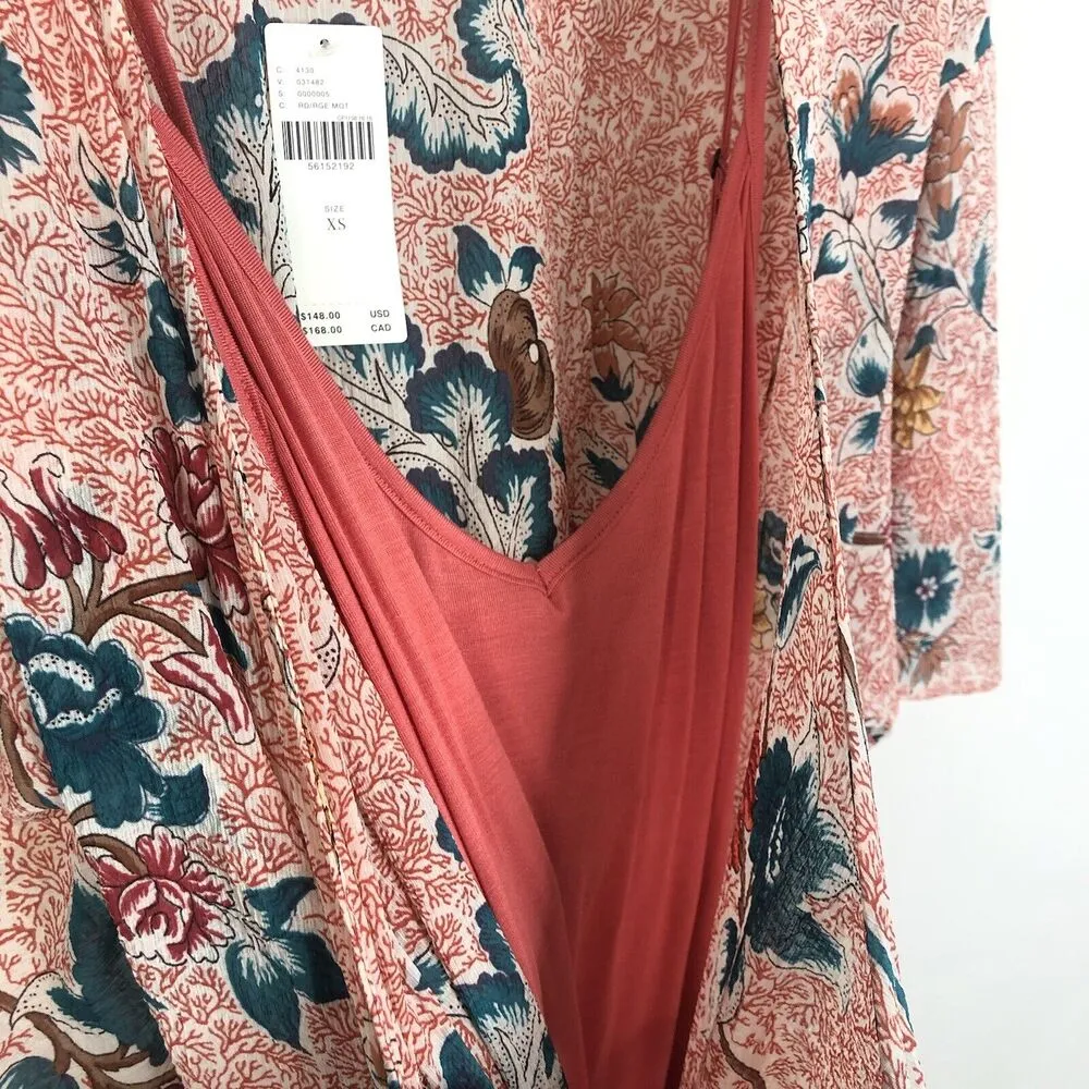 NEW Anthropologie Maeve Adelaide Pink Floral Wrap Dress Women's Size XS - Image 7