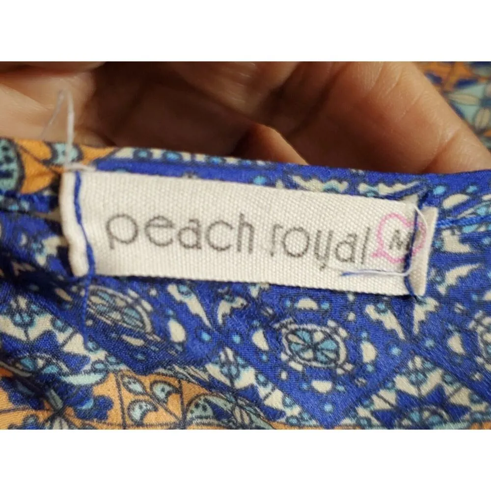 Peach Royal Women Blue Polyester Square Neck Sleeveless Casual Long Maxi Dress M - Image 8