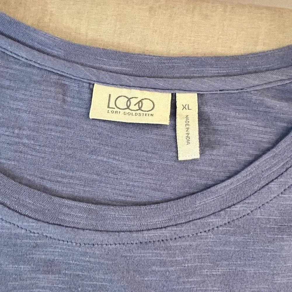 Logo Lori Goldstein blue long sleeve faux layered sequin hem jersey tunic - Image 7