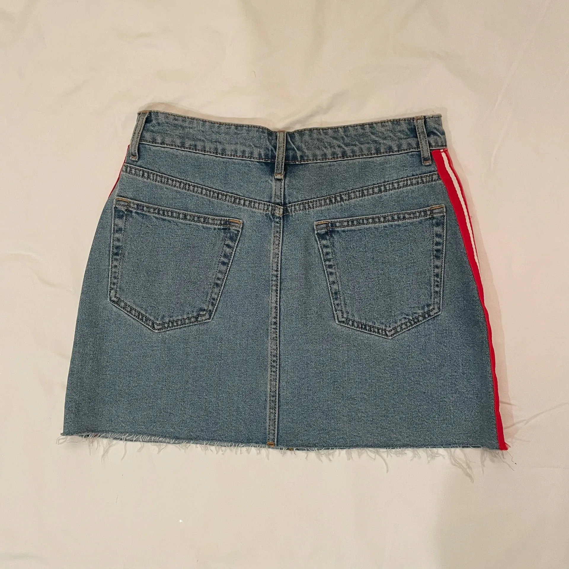 Side Stripe Denim Mini Skirt - Image 2