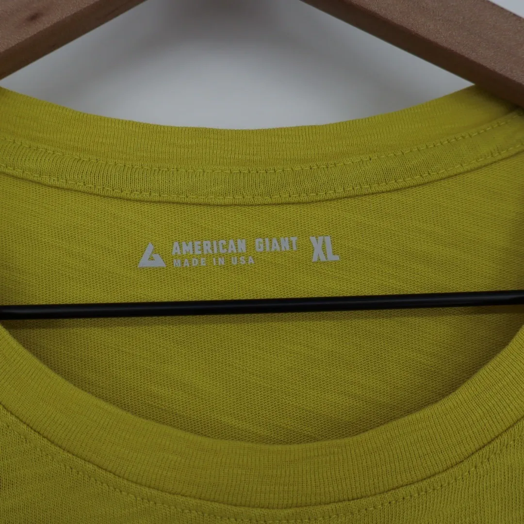 American Giant Women's Classic Cotton Crew Tee USA Made Size XL Yellow - Image 3
