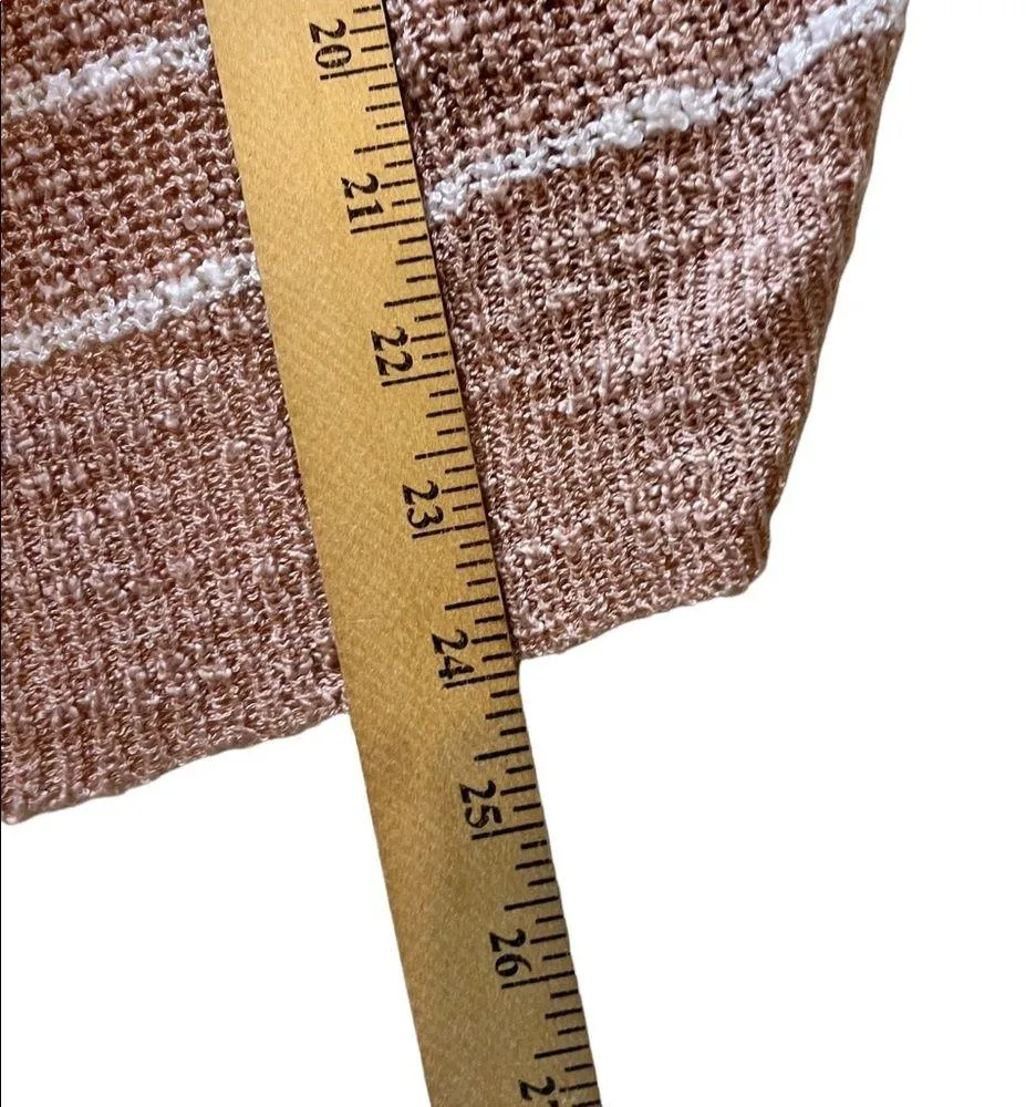 love tree pink and white striped twist knot back sweater size large - Image 4