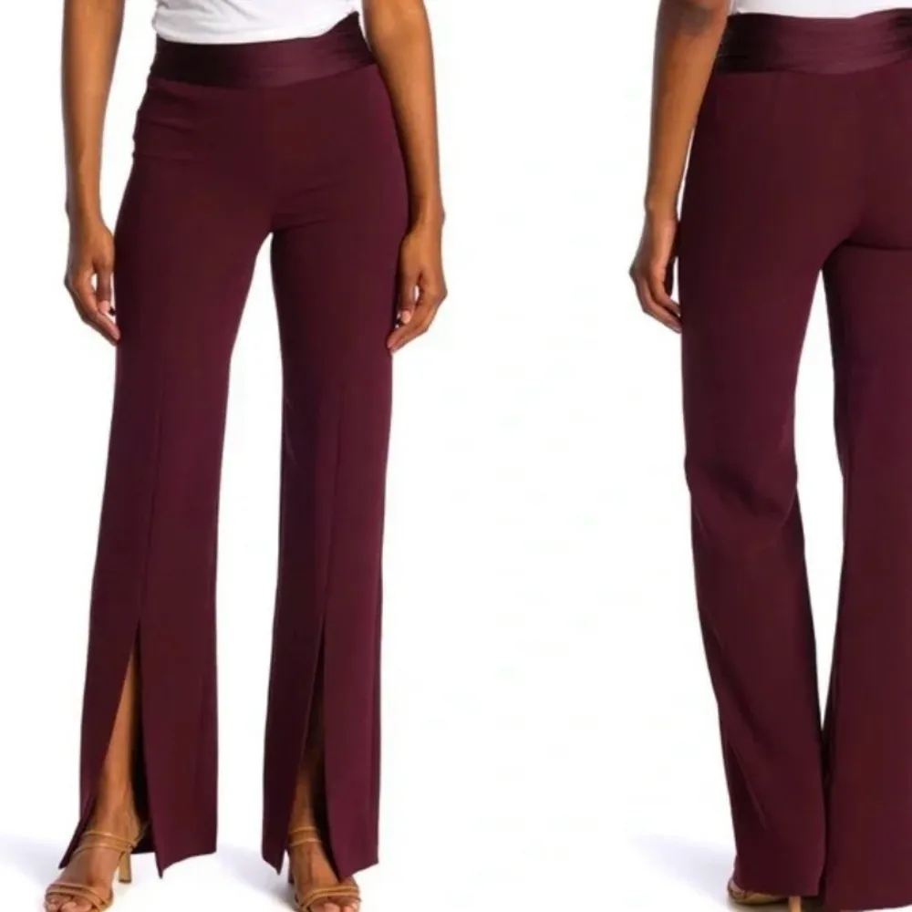 Jonathan Simkhai Satin Split Leg Pants In Sienna Burgundy Size 2 - Image 13