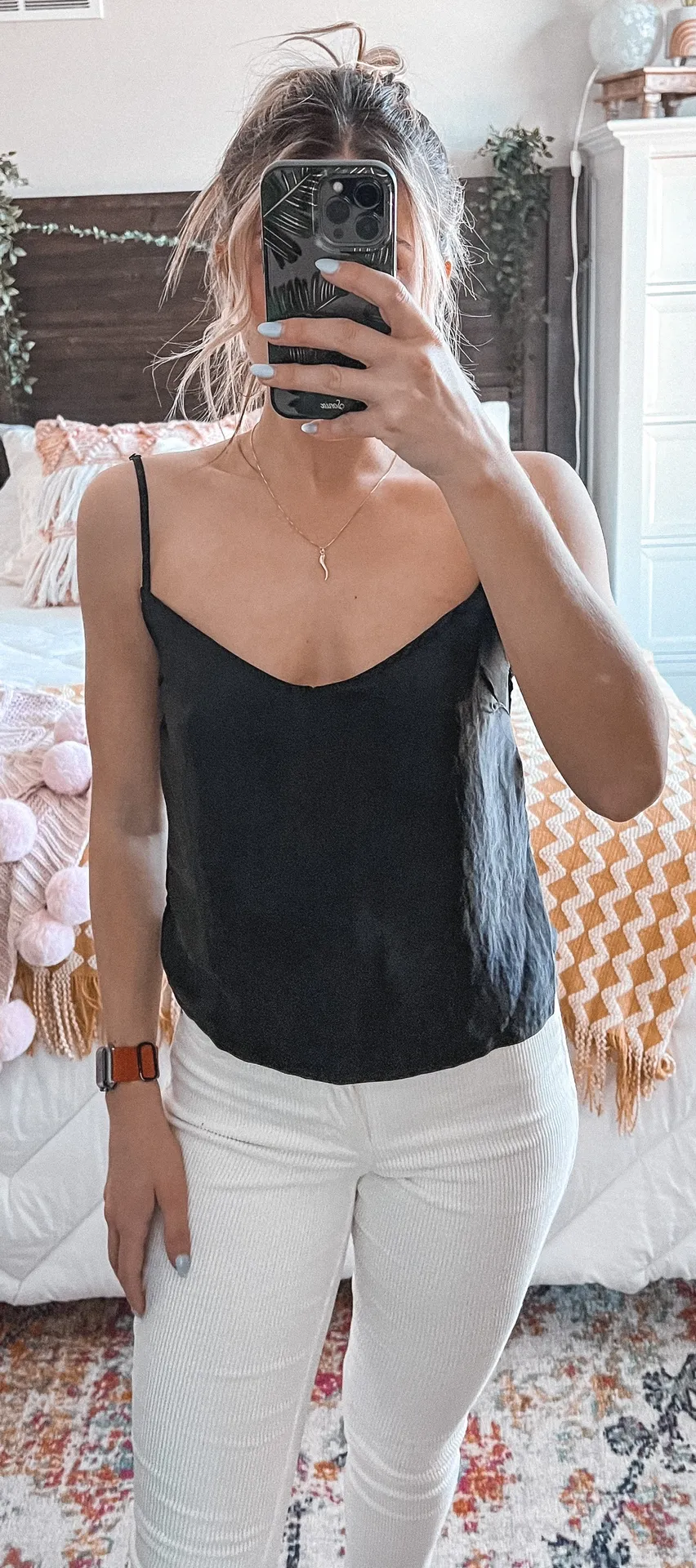 Black Silk Cowl Neck Tank - Image 3