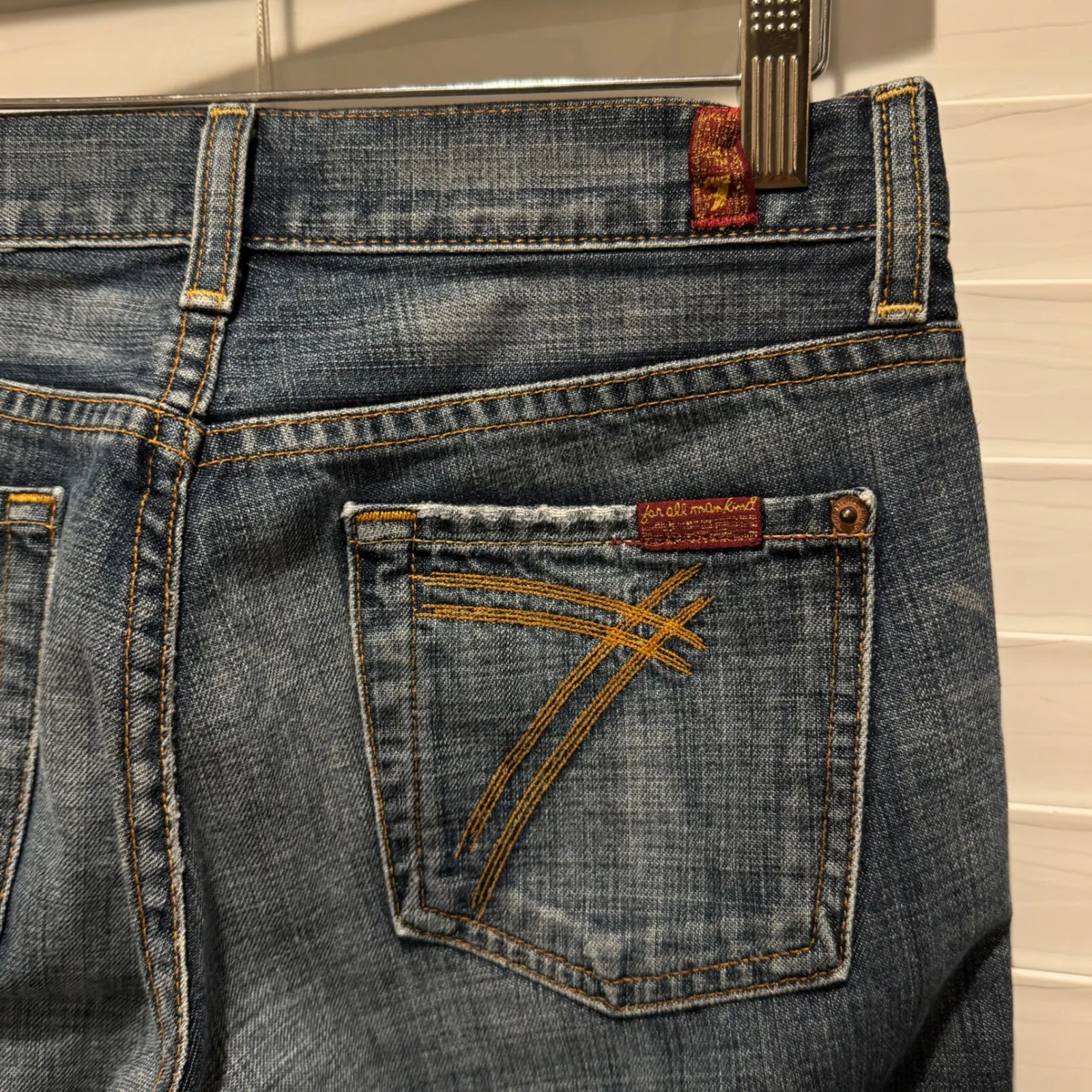 7 For All Mankind Dojo Flared Jeans Womens Size 26 Blue Denim Bootcut western - Image 5