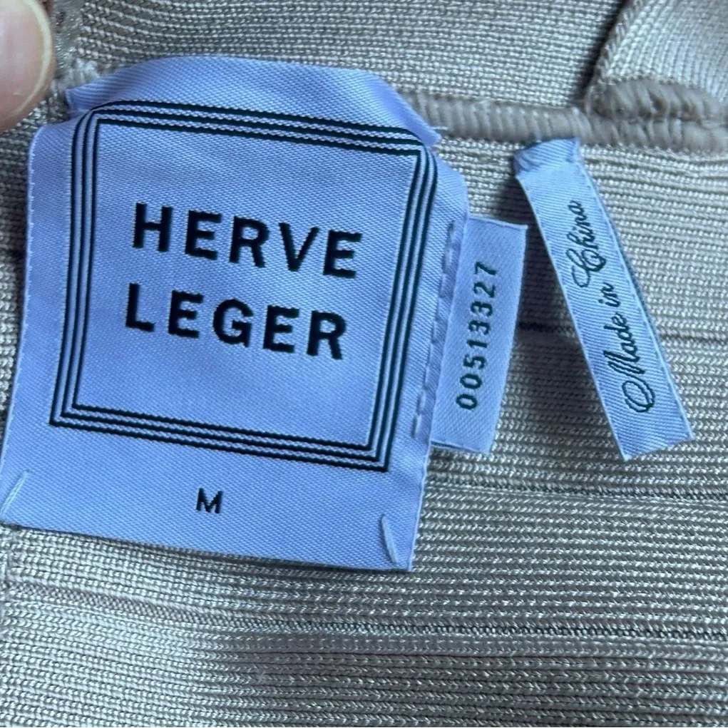 Herve Leger Rose Gold Off-Shoulder Bandage Dress Sweetheart Neckline Metallic - Image 11