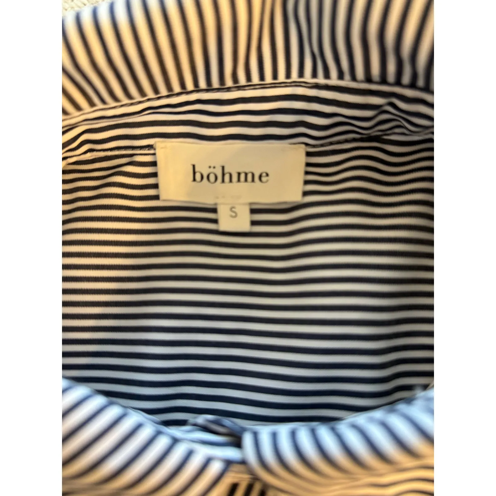 NWT Bohme Long Sleeve Button Up Shirt Embezzled Pearl Striped Blue Women's Small - Image 6