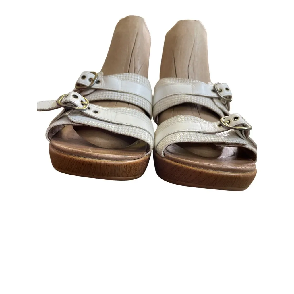 Dansko Womens White Leather Wedge Heel Sandals Size 8.5/40 SKU 8709 - Image 10