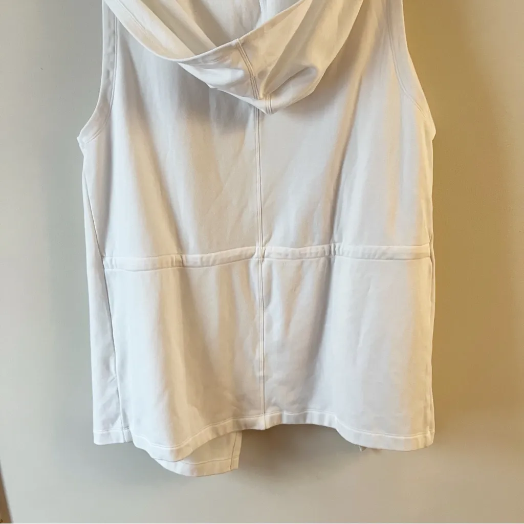 Fabletics White Hooded Vest Open Front Cardigan Drawstring Back Size XL - Image 11