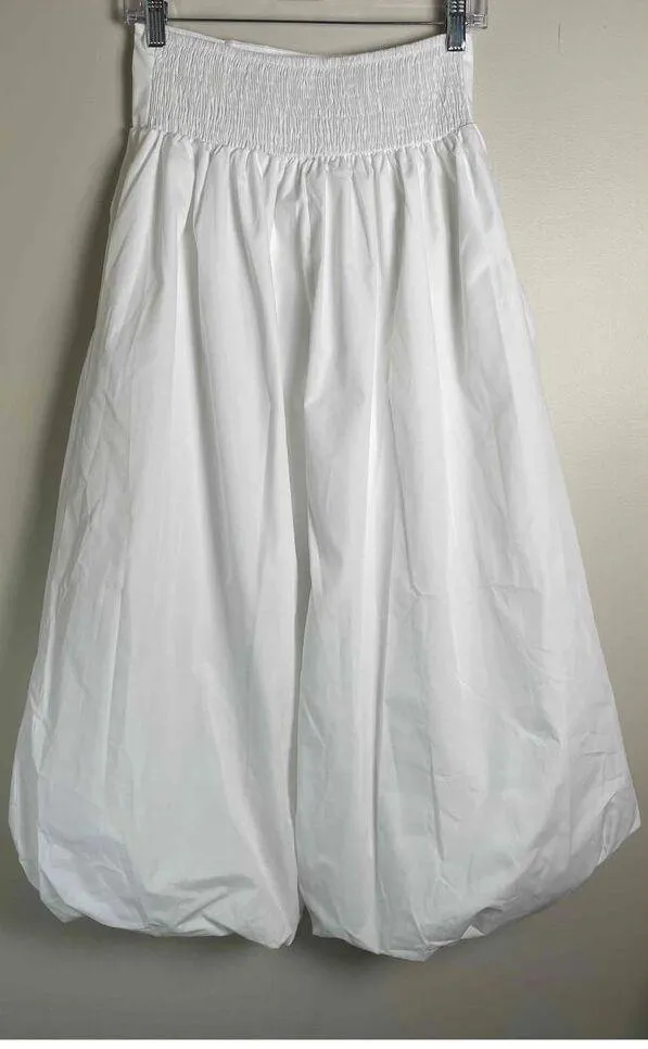 NWT Womens High Waisted Maxi Skirt White Long Flowy Medium - Image 8