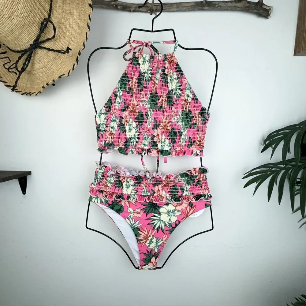 Lost and Wander Meet me in Bali Smocked Top & High Waisted Bottom Bikini Small - Image 2