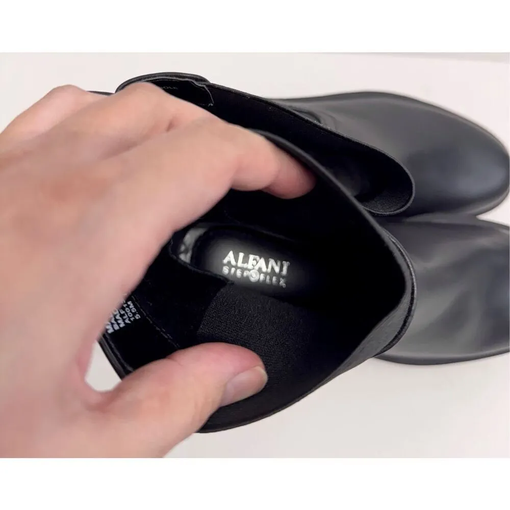 Alfani Boots Size 5.5 Black Lug Sole Block Heel Pull On Style Booties - Image 8