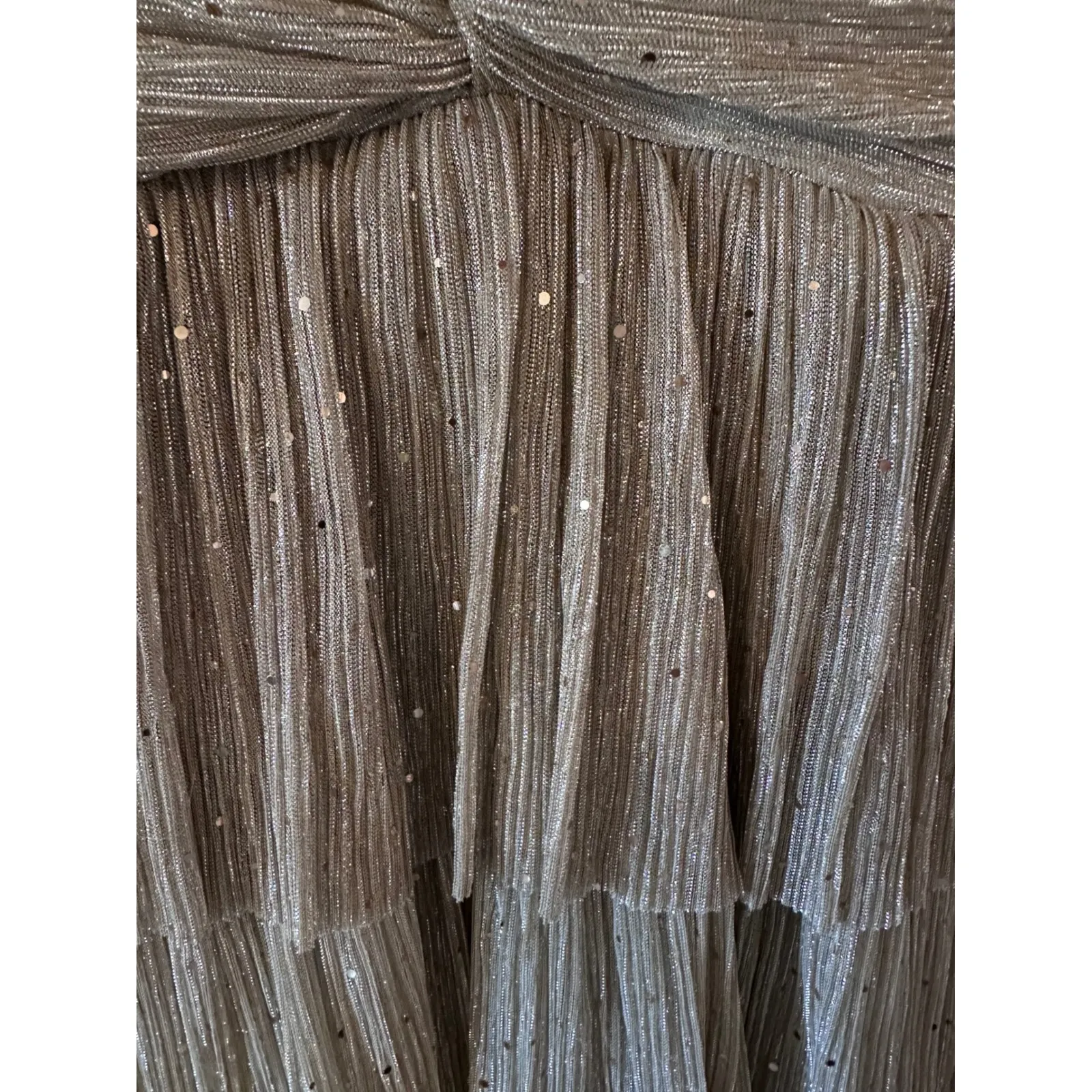 Sabina Musayev Felicie Gold Sequin Twist Front Tiered Mini Dress Long‎ Sleeve Size M - Image 6