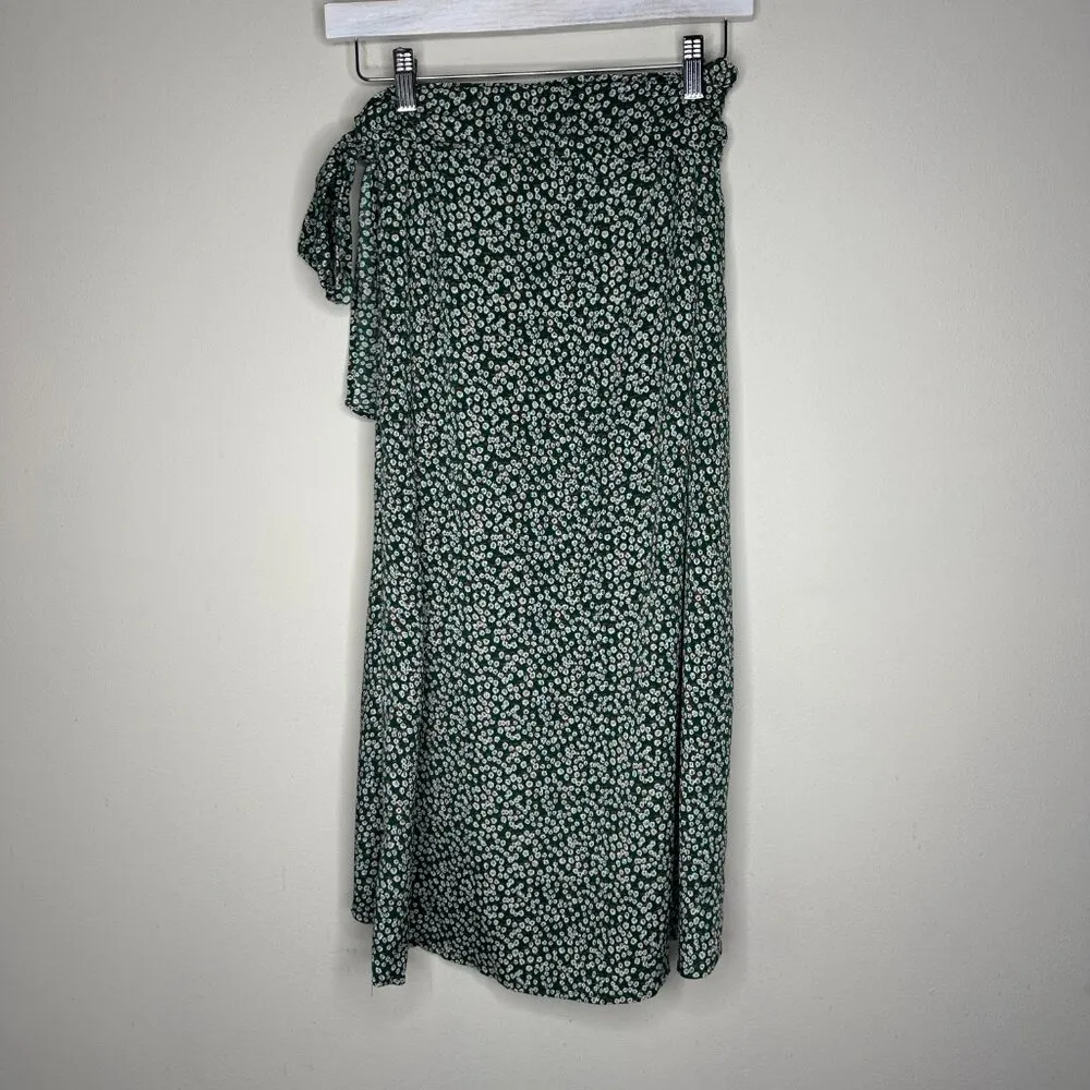 Princess Polly Green Hazy Floral Midi Wrap Skirt - Size 10 - Image 6
