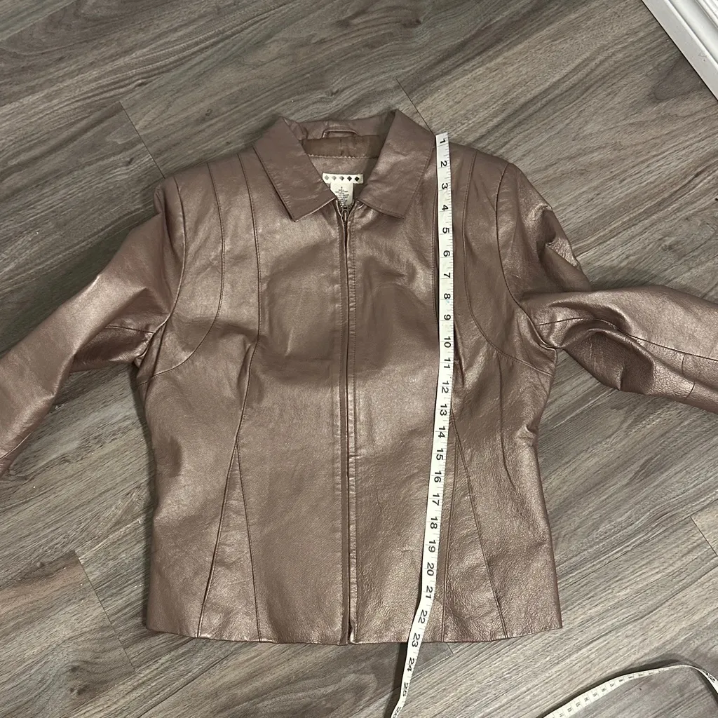 Outfit JP Metallic Brown Leather Jacket with Sheen – Size S - Image 11