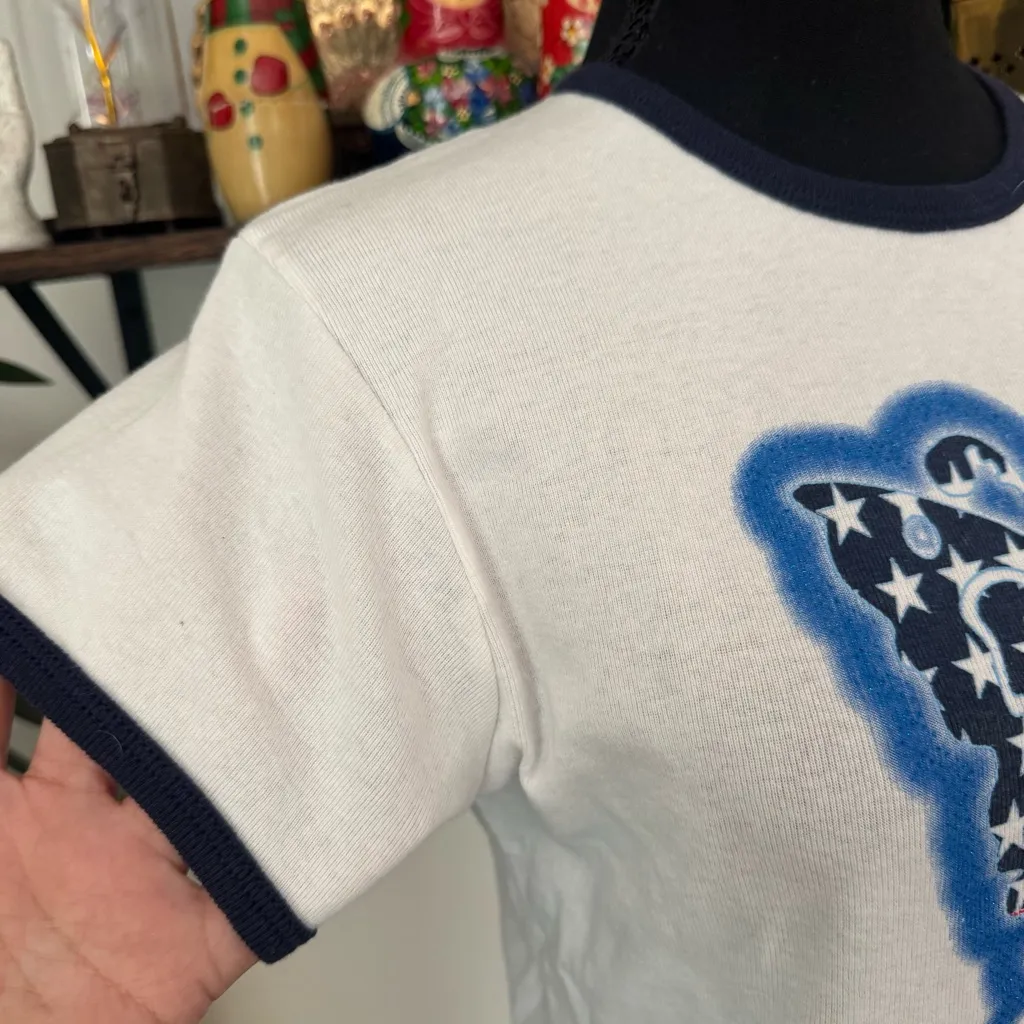 Vintage Y2K American Flag Butterfly Ringer Graphic Baby Doll T - Image 3