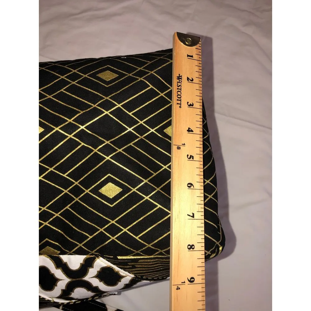 Bag Shoulder Tote Handmade Gold Black White Print New Fabric Lightweight Bold - Image 8